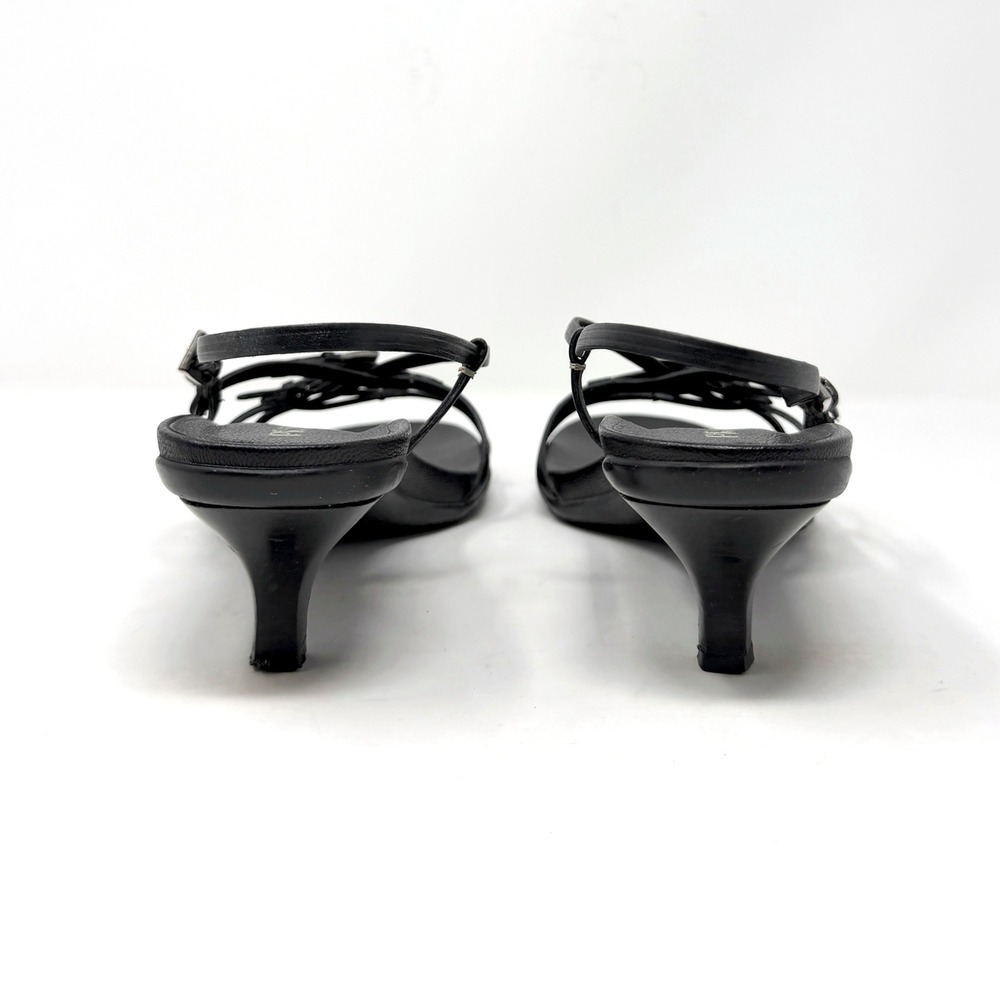 Prada Y2K Black Strappy Kitten Heel Sandals Slingback Buckle 37 - Picture 5 of 8